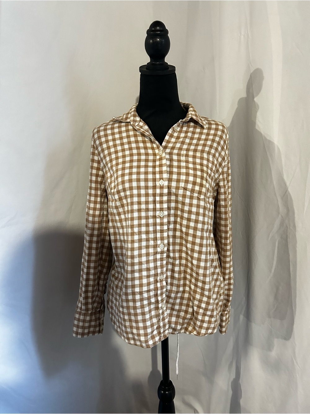 J crew plaid checkered brown soft flannel xs button up